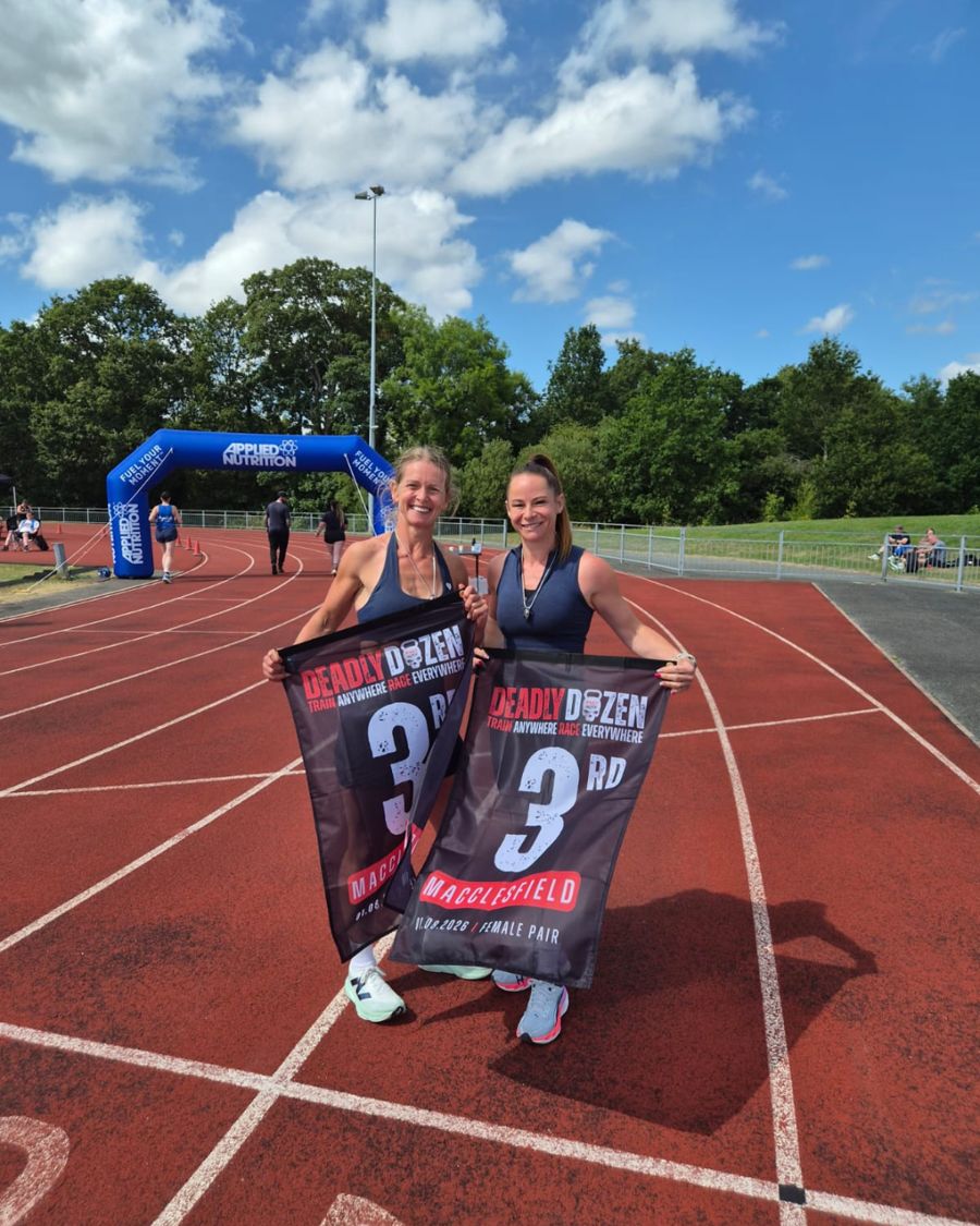 Clients celebrating 3rd place at the Deadly Dozen race event
